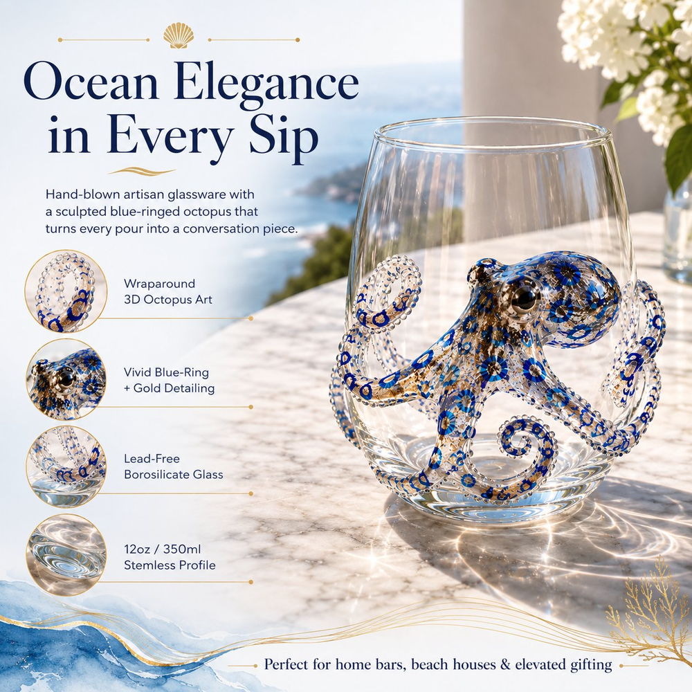 🌊The Perfect Beach House Gift🐙3D Ocean Animal Artisan Glassware Collection